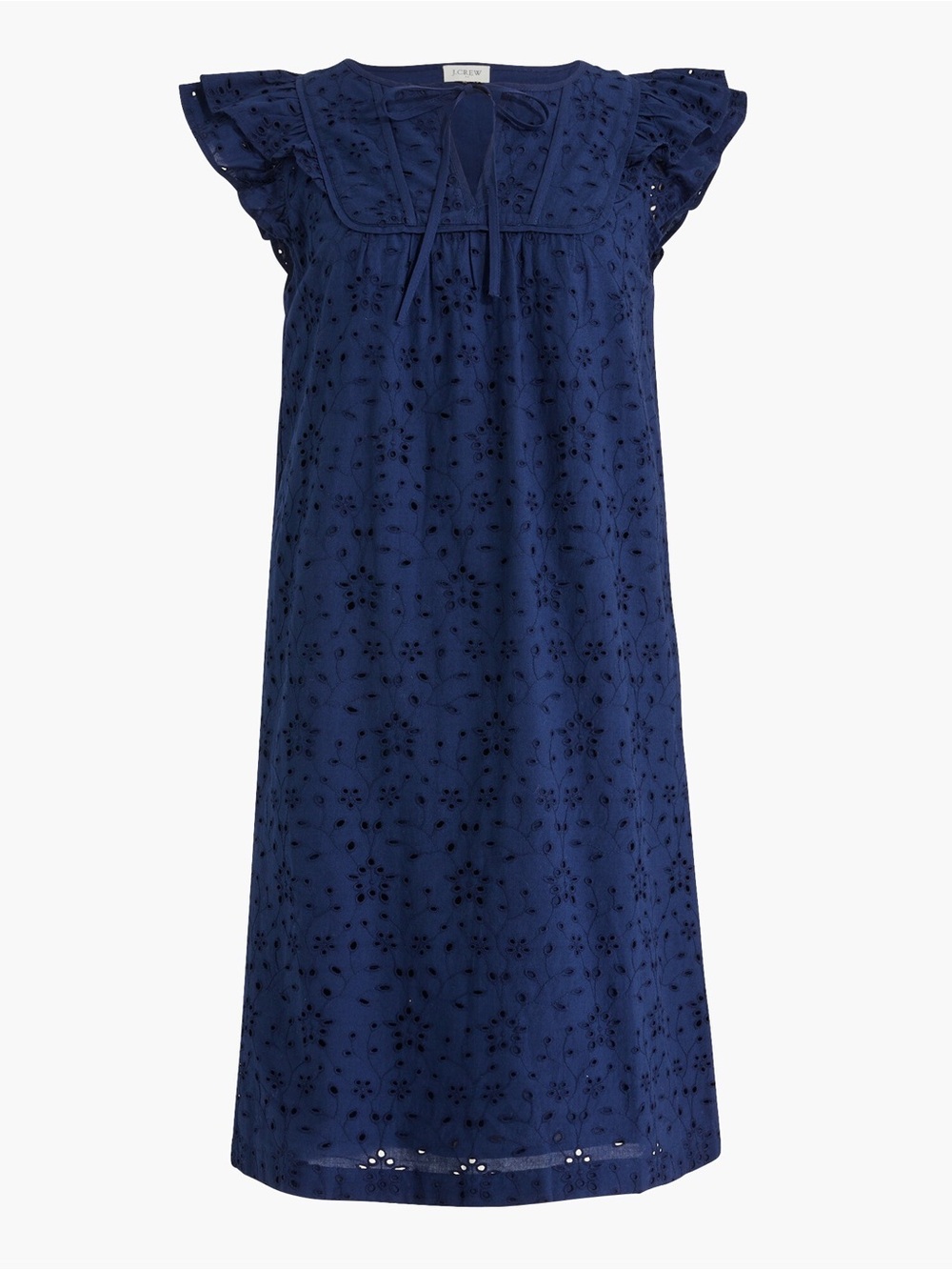 J. Crew Eyelet flutter-sleeve mini dress in Navy